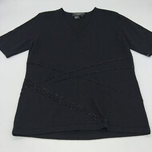 Colette Mordo Black Sequin Blouse Size Medium Wool Blend